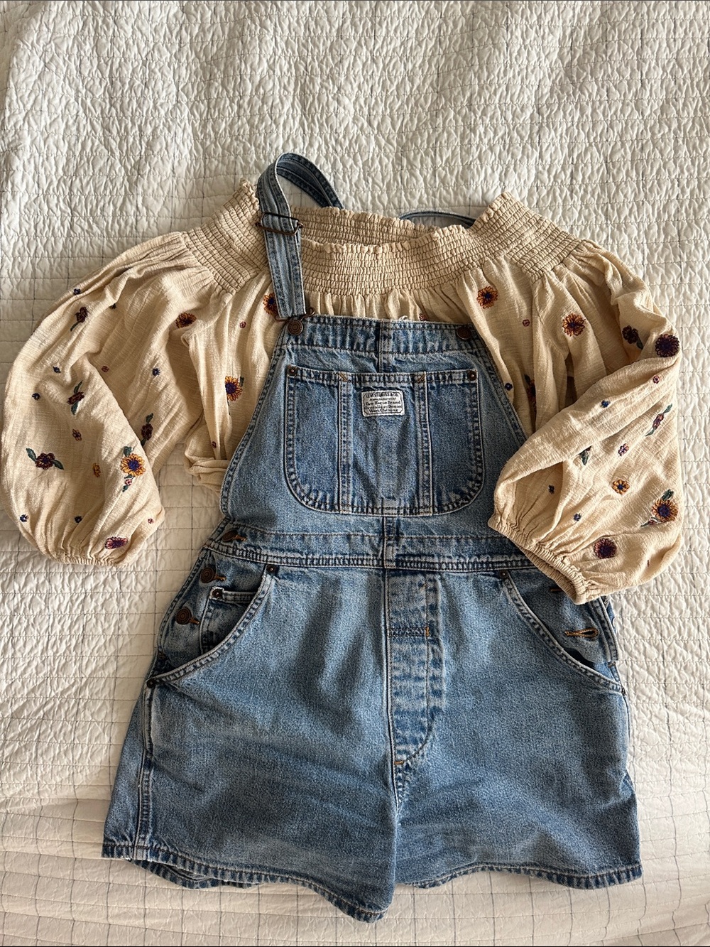 Free People Embroidered Peasant Blouse Off Shoulder